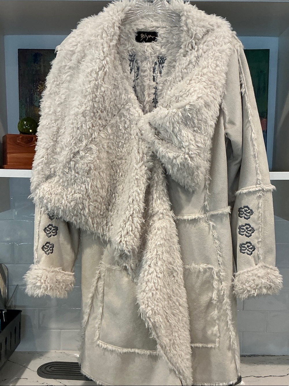Beige Faux-Shearling Women's Coat -
